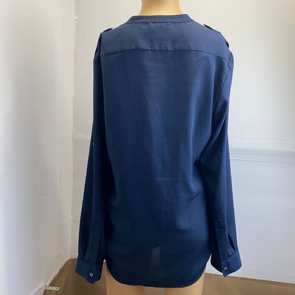 Calvin Klein Women's Navy Button-Down Long Sleeve Shirt Size S Pockets used - Picture 6 of 10